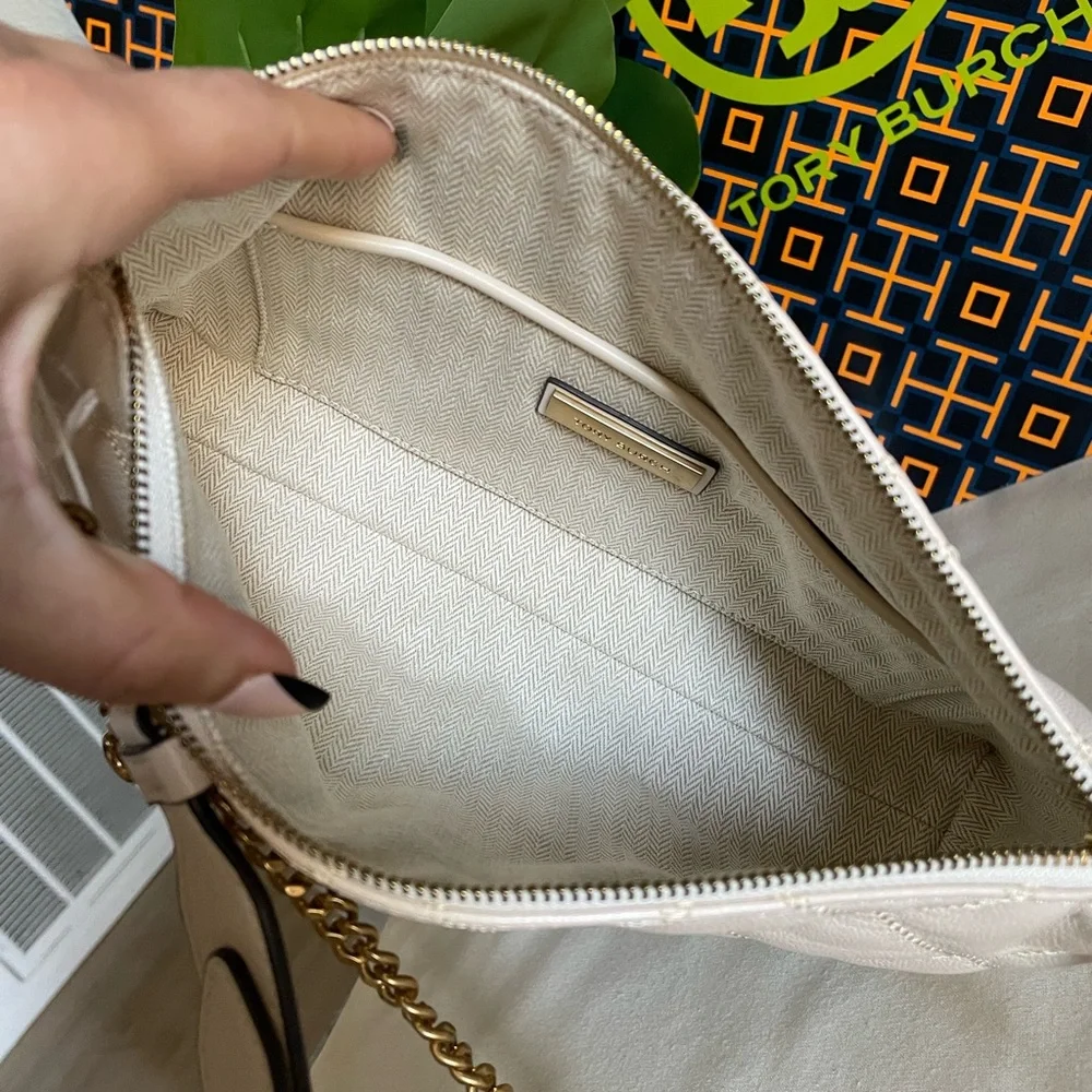 NWE, Tory Burch willa zip Cream Women's shoulder Bag brie